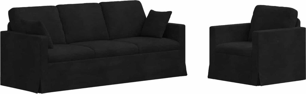 vidaXL Sofa Set 2 pcs Schwarz 198 x 78 x 80 cm Samt