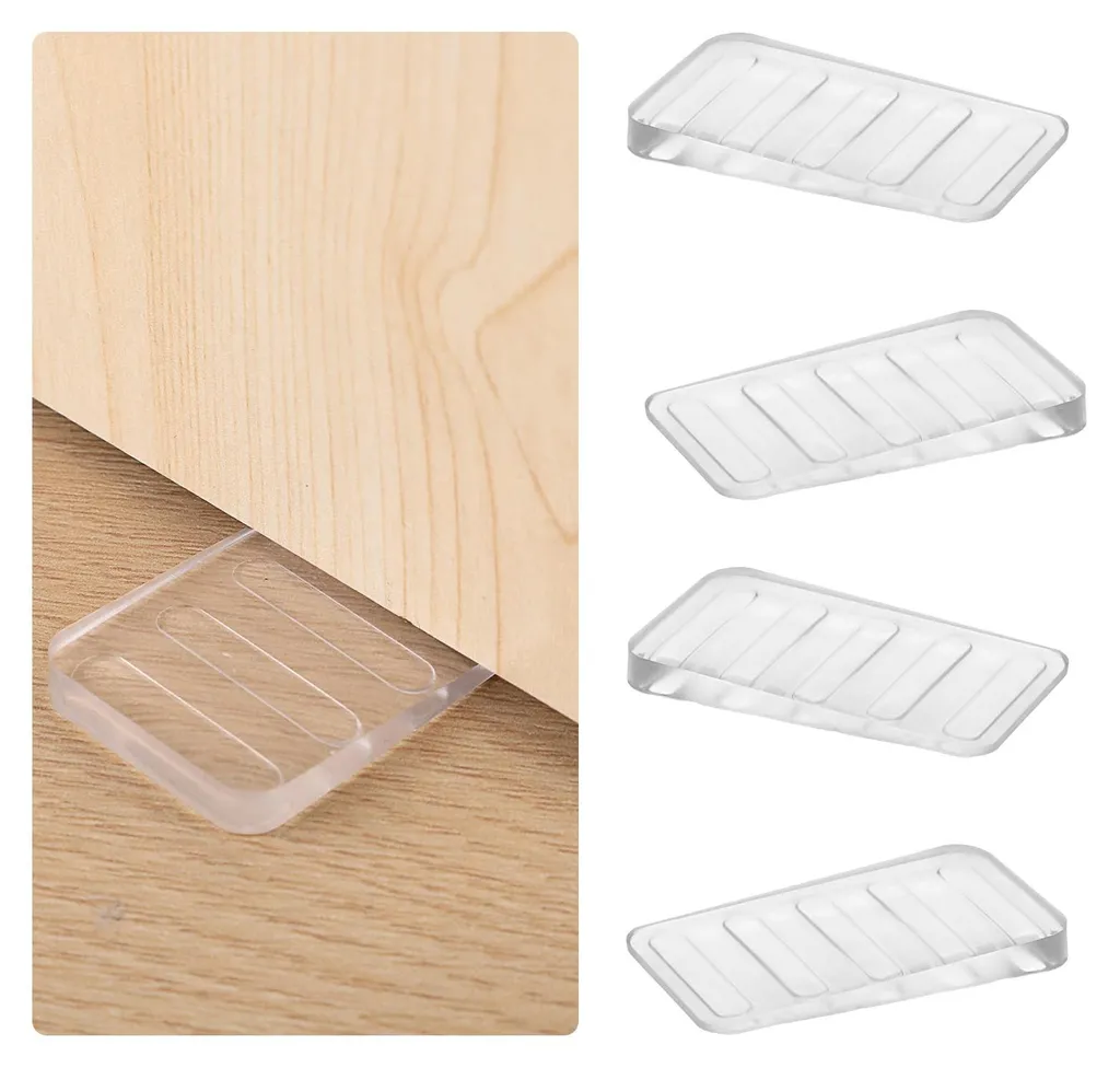 Cales de porte antidérapantes et butoirs de meuble en plastique gris