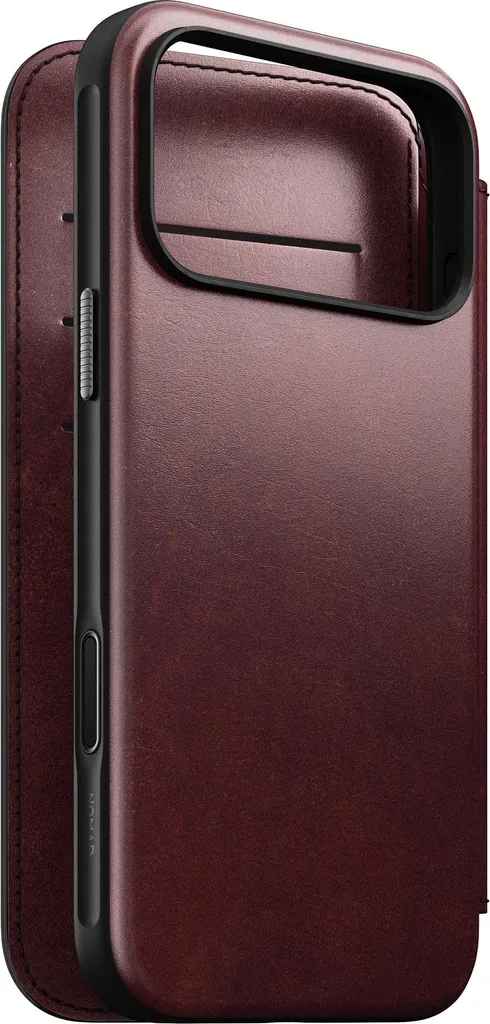 Nomad Folio iPhone 17 Pro Max en Cuir Horween Marron et Aluminium