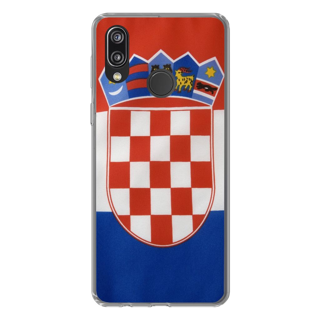 MuchoWow Handyhülle Schutzhülle Hülle für Huawei P20 Lite (2020) Foto der kroatischen Flagge Silikon Softcase Handy Hülle - Kartenhalter