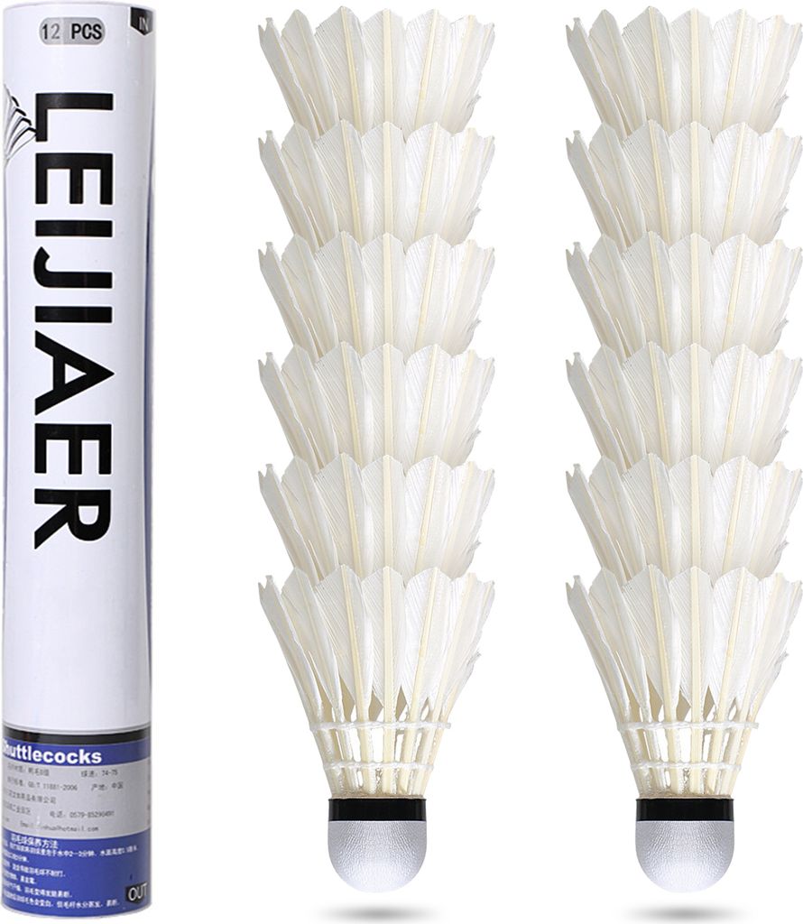 Federbälle für Badminton im Freien, 12er-Pack, Badminton-Federbälle für Anfängertraining, geeignet für Badmintonbälle im Innen- und Außenbe...