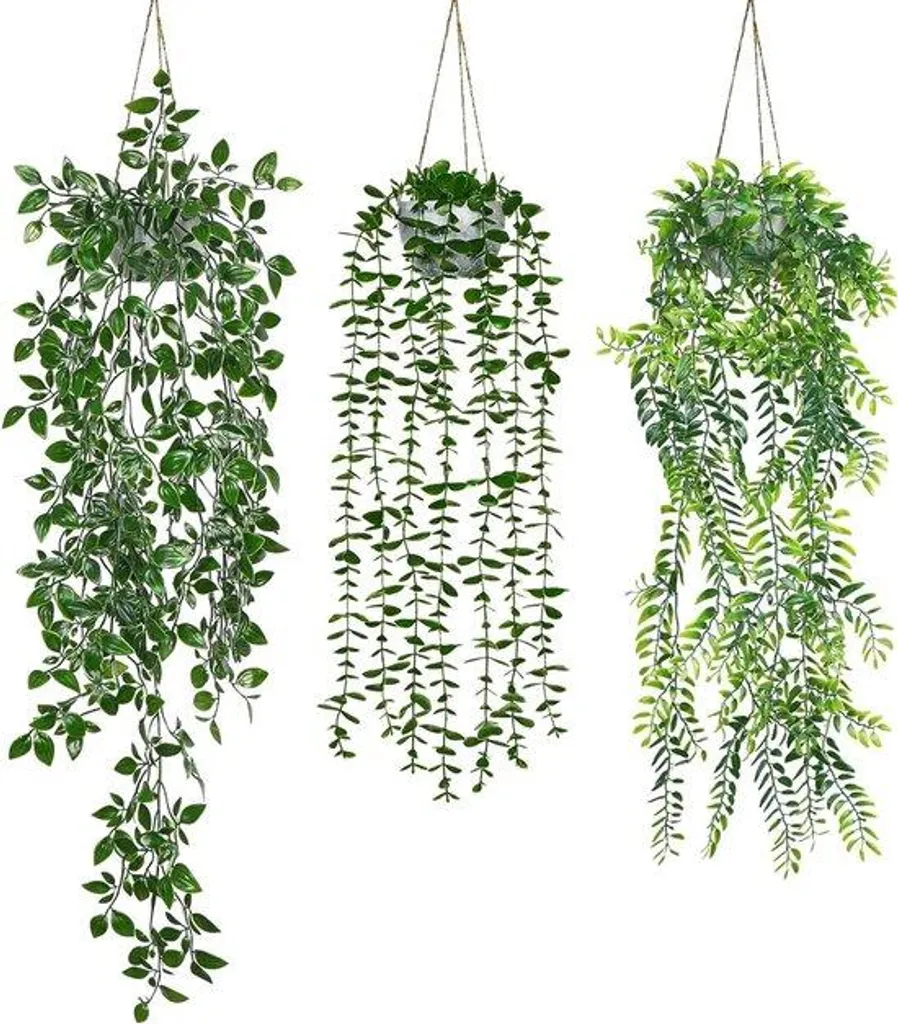 Plante artificielle eucalyptus sans entretien en bac 3 pcs vert perlé