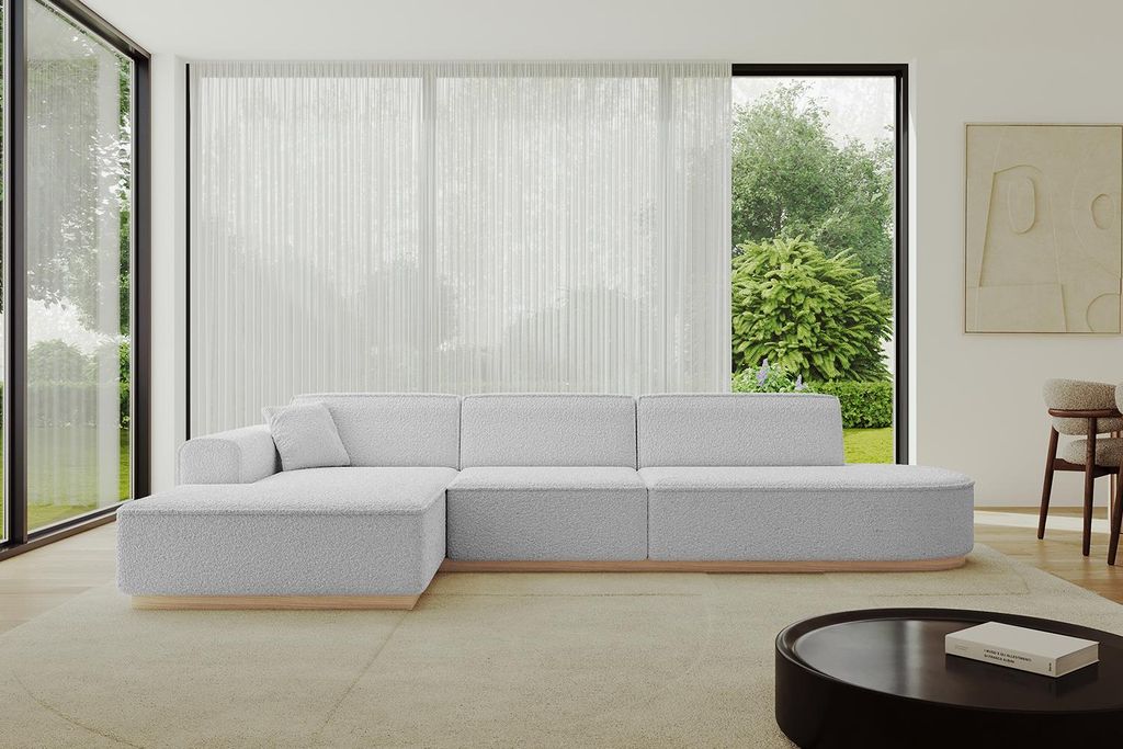 ALTDECOR Ecksofa in L-Form IREA-L2 327x165x80 cm Hellgrau Corner Sofa Eckcouch Couch Wohnlandschaft Cauchsofa