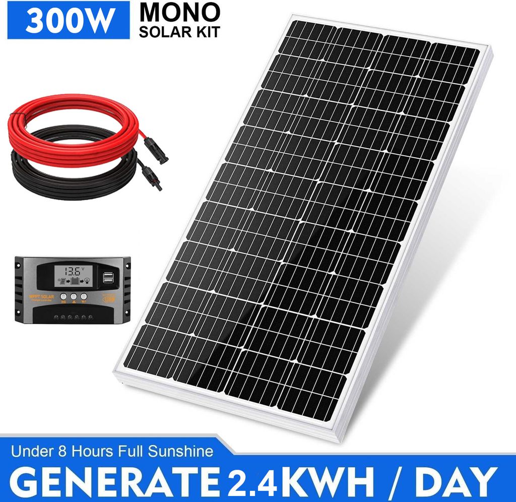 300W Solaranlage Komplettpaket PV Solarmodul Solarpanel Inselanlage Wohnmobil Garten Boot