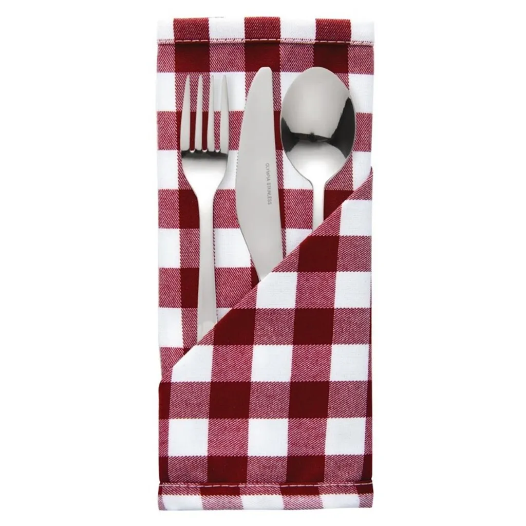 Serviettes de table polycoton Mitre Comfort Gingham rouge blanc 41cm