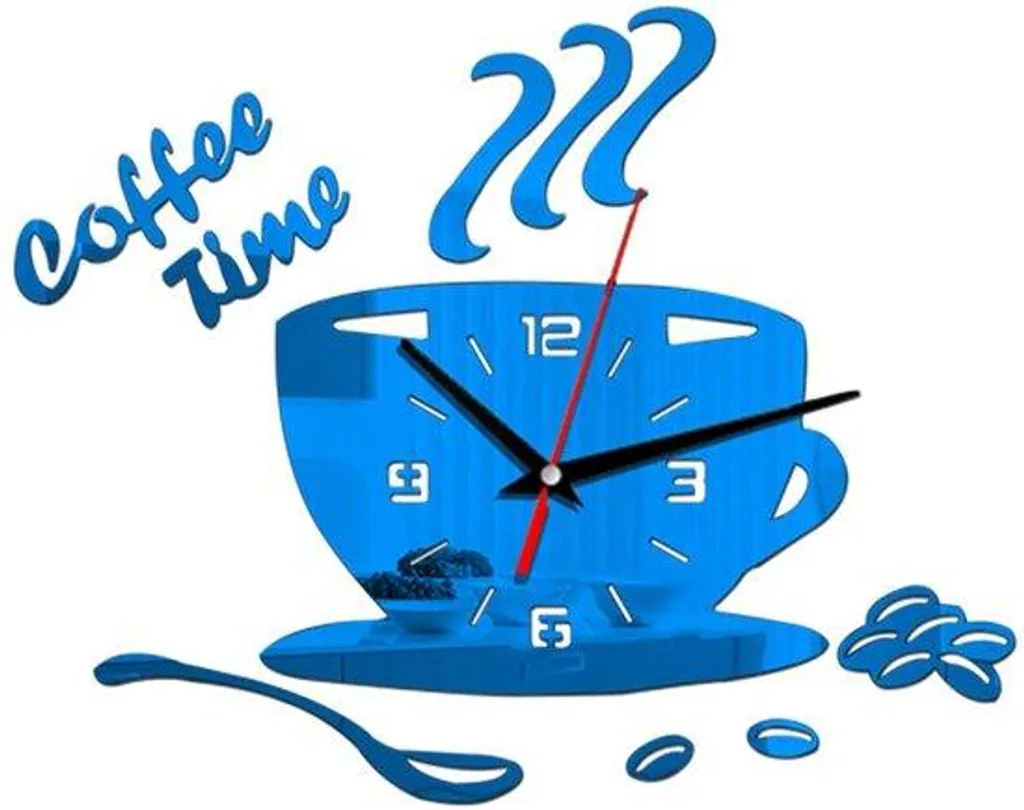 Horloge tasse en acrylique bleu et bois au mécanisme ultra silencieux