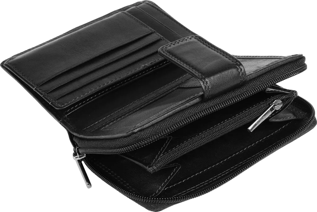 Portafoglio Nero Mano Giulia - Vera Pelle Donna con Zip e 10 Slot - 19