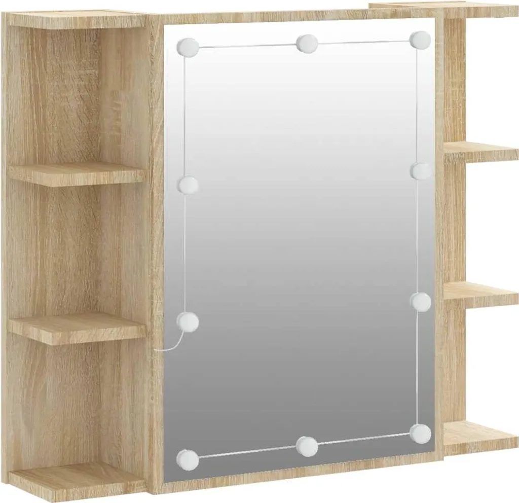 vidaXL Armadietto Specchio con LED Rovere Sonoma 70 cm - Salvaspazio