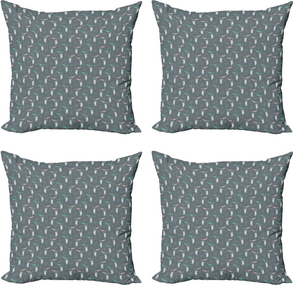 ABAKUHAUS Jungle Nursery Kissenbezug Set (4 Stück), Pastel Sloth, Moderner Doppelseitiger Digitaldruck, 60 cm x 60 cm, Purpleblue Multicolor