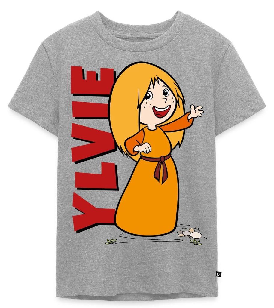 Spreadshirt Wickie Und Die Starken Männer Ylvie Kinder Premium T-Shirt, 122/128 (6 Jahre), Grau meliert