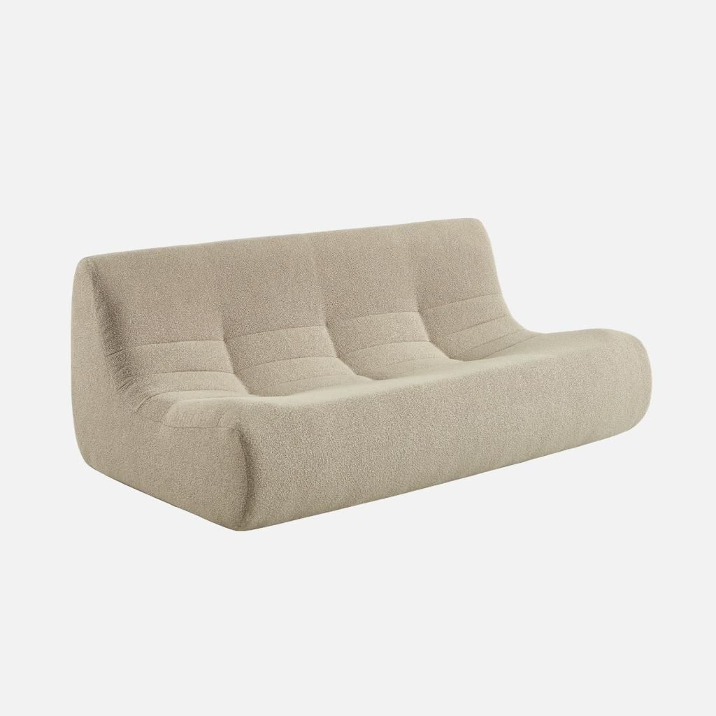 sweeek - 3-Sitzer Sofa mit strukturiertem Bouclé-Bezug - Beige