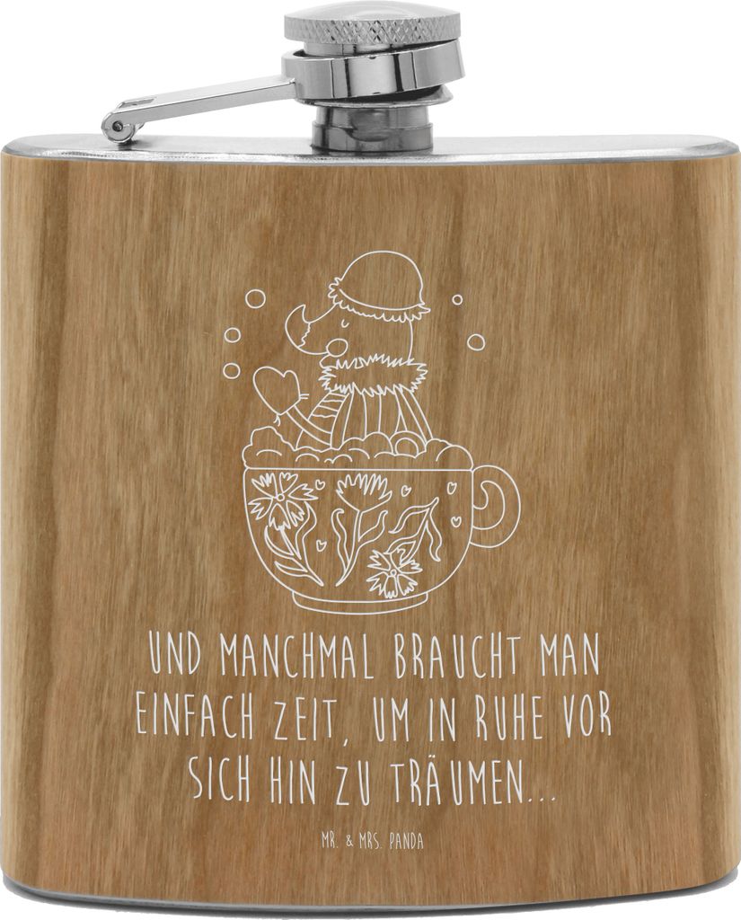 Mr. & Mrs. Panda Flachmann Nachtfalter Schaumbad - Transparent - Geschenk, Hip Flask, Baden, Aus Edelstahl, Bad, Badezimmer, feldflasche, Likörfla...