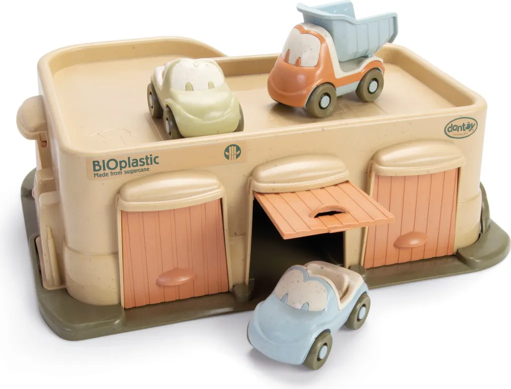 Garage de jeu écologique Dantoy Bioplast et ses 3 petites voitures