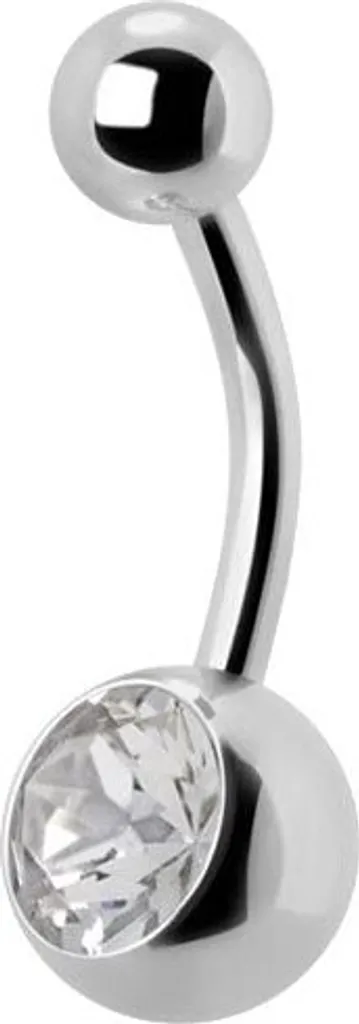 Piercing all'ombelico Titanio G23 Banana 5/8mm Palline Pietra di Cristallo - Bianco.TJBL - 8.0 Millimetri