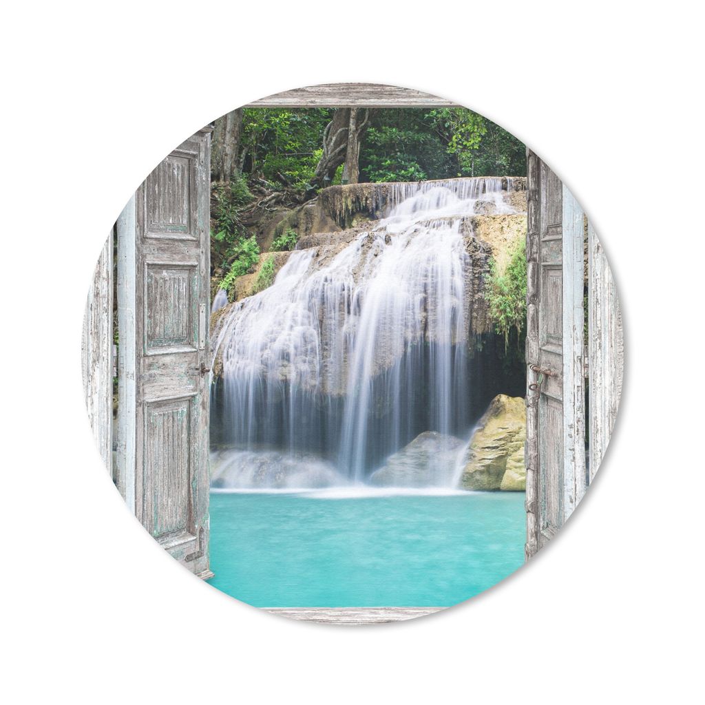 MuchoWow Mauspad Mousepad Aussicht - Wasserfall - Natur - Landschaft 40x40 cm - Mousepads - Maus Mat - Pad - Mausunterlage - Schreibtisch Accesso...