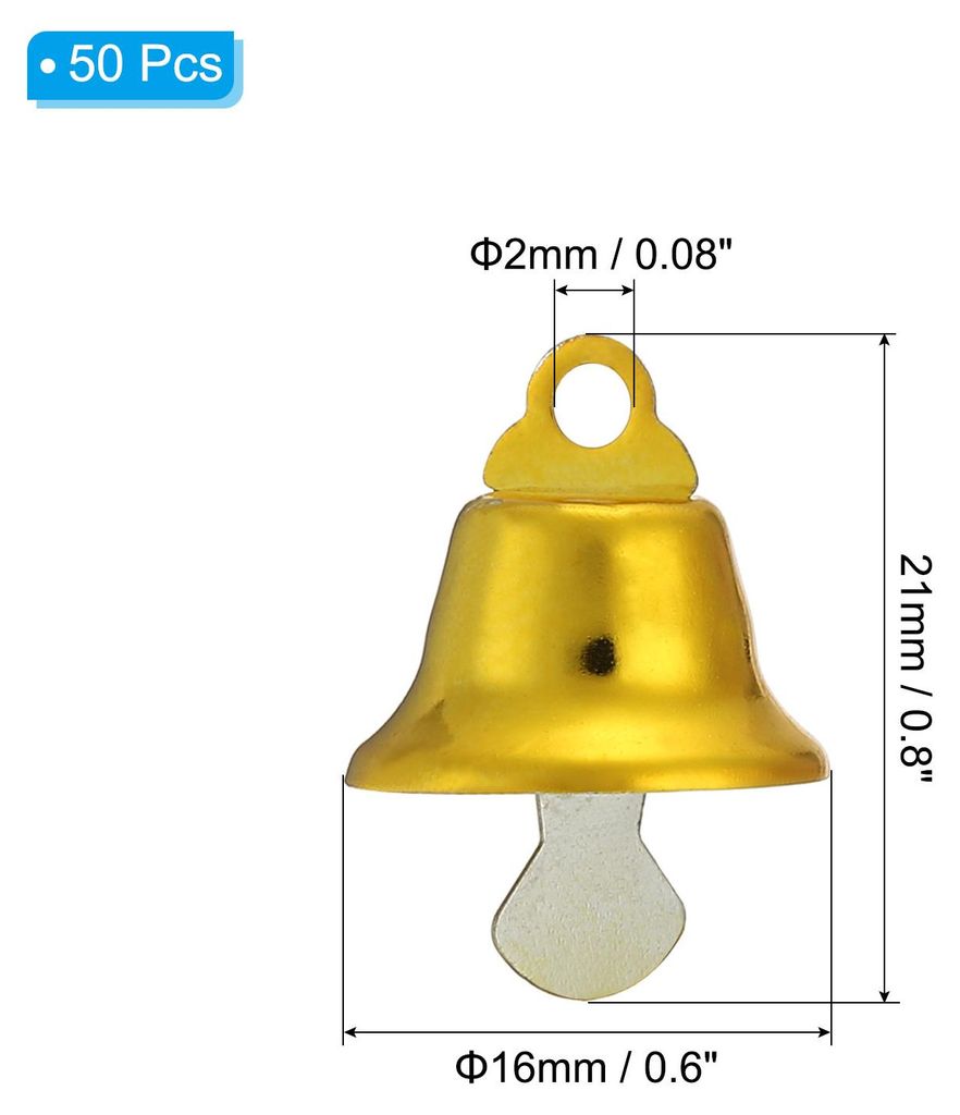 Mini Bastelglocken 50Stk Gl?ckchen 0.6" Metall H?ngende Glocken fš¹r Heimwerker Party Hochzeit Heimdekoration Weihnachten Gelb