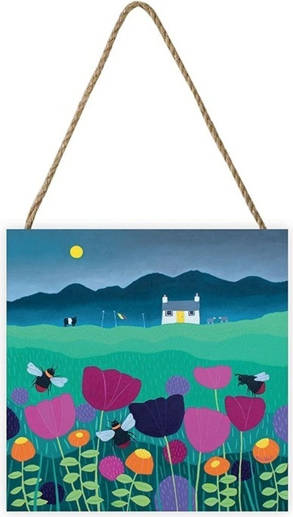 Ailsa Black - bedruckt "Summer Meadow", aus Holz PM4169 (20 cm x 20 cm x 2,7 cm) (Blau/Grün/Pink)