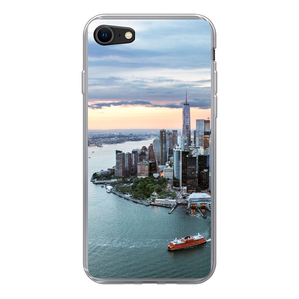 MuchoWow Handyhülle Schutzhülle Hülle für iPhone 7 Luftaufnahme von New York Silikon Softcase Handy Hülle - Kartenhalter
