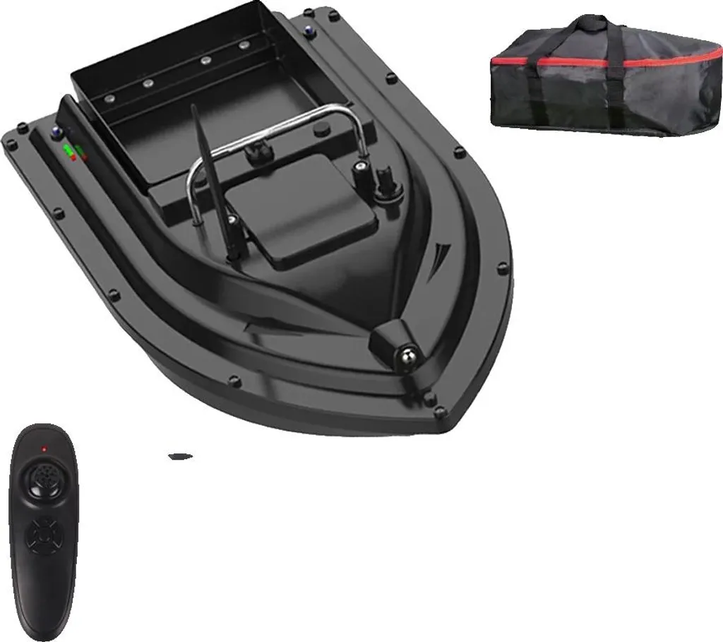 Bateau de pêche d'amorçage noir idéal pour carpe et carnassiers à distance