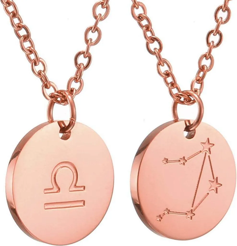 Cadeau Anniversaire Balance Collier Signe Astro Or Acier Inoxydable