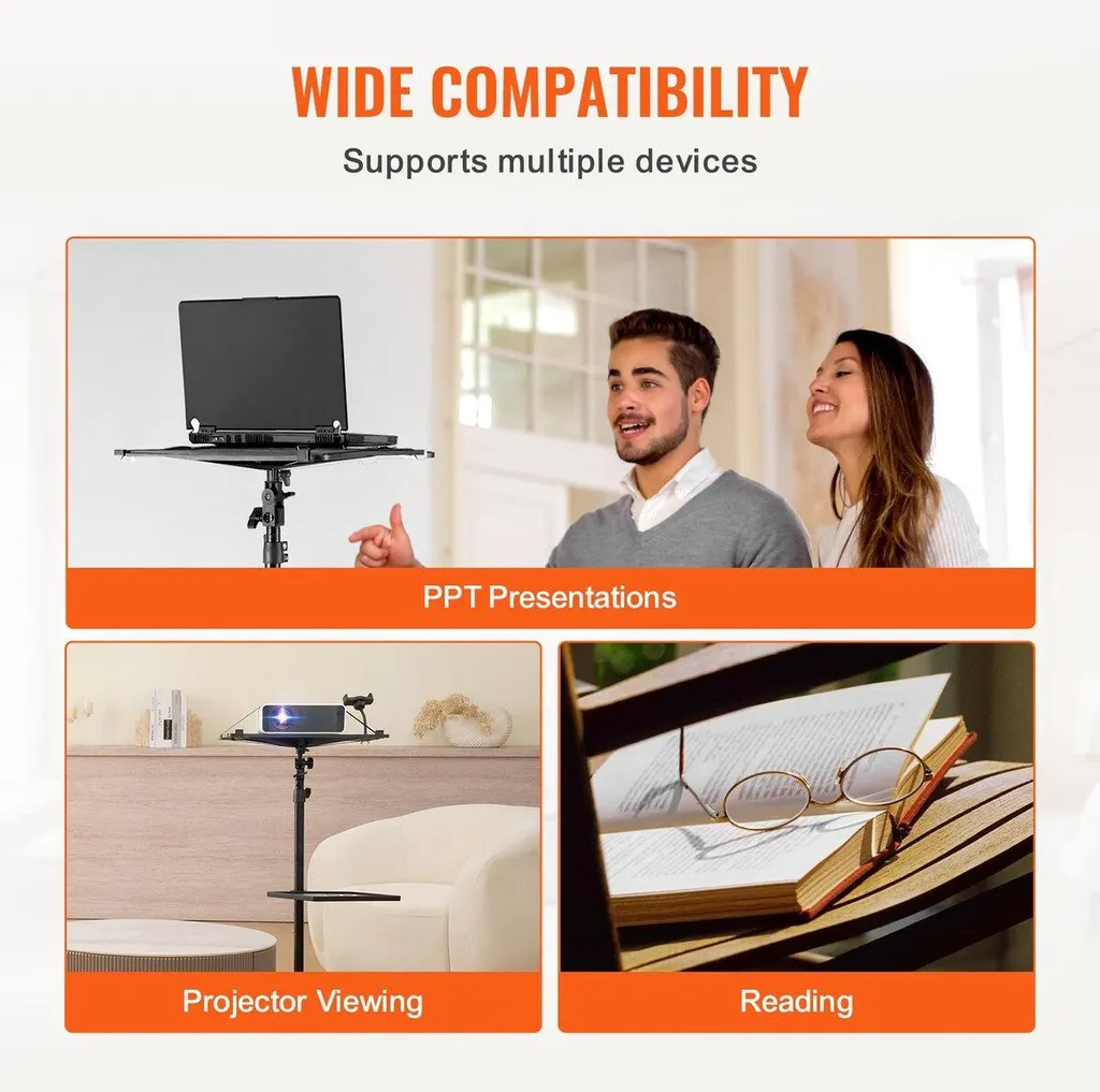 Support Vidéoprojecteur à Roulettes et Trépied PC Portable 80-170cm