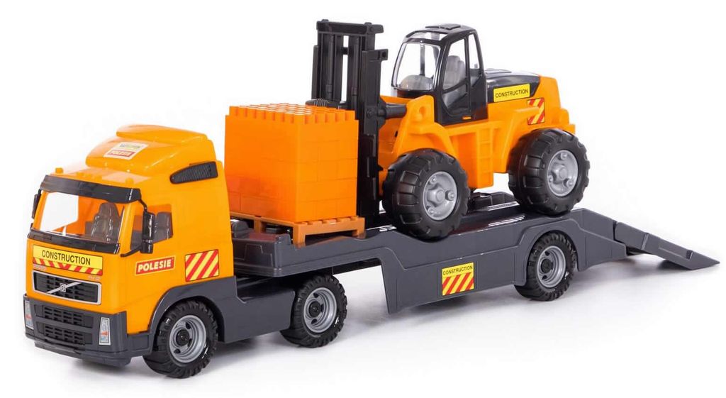 WADER Volvo Lastwagen LKW Tieflader mit Gabelstabler und Produktbild 
