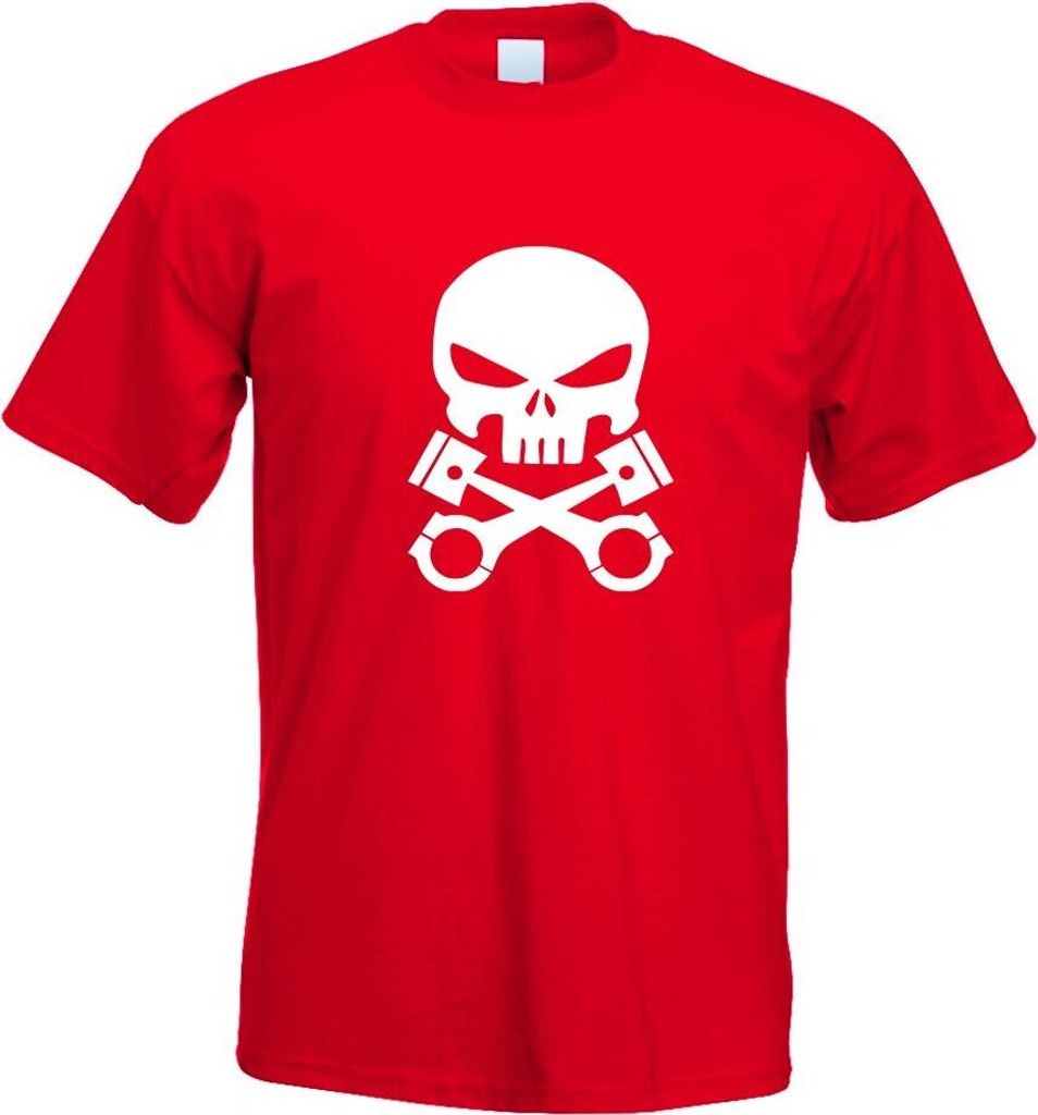 Kiwistar - T-Shirt - rot - Kolben Skull Schädel Motiv Bedruckt Funshirt Design Print - mit Motiv Bedruckt - Funshirt Design - Sport - Freizeit - H...