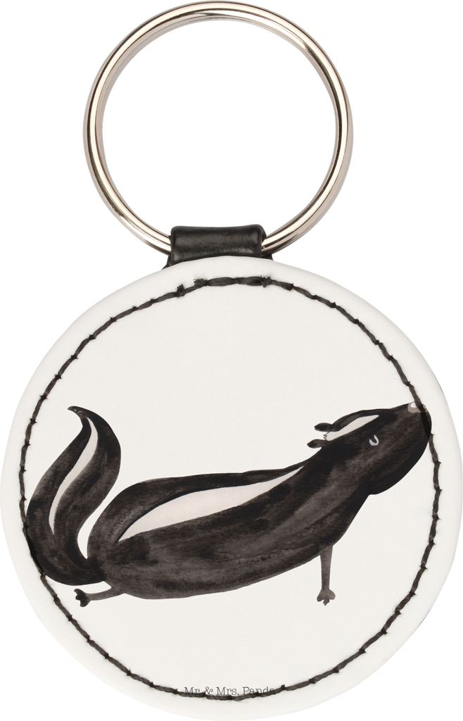 Mr. & Mrs. Panda Schlüsselanhänger Stinktier Yoga - Weiß - Geschenk, Anhänger, Taschenbaumler, Taschenanhänger, Namaste, mini, Raubtier, schl...