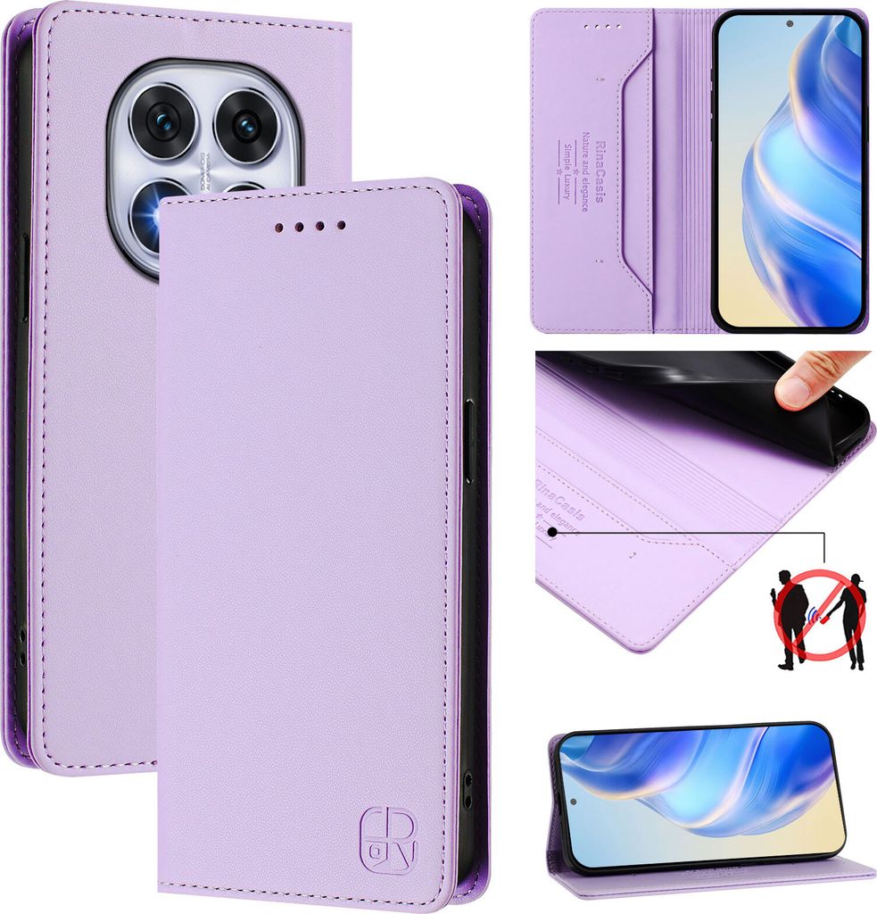 Lederhülle für Xiaomi Redmi Note 14 Pro 4G Hülle Flip Brieftasche Kartenfächern Ständer Schutzhülle Violett