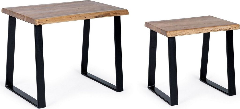Beistelltisch Artur 2er Set mit Metallbeinen schwarz und Produktbild 