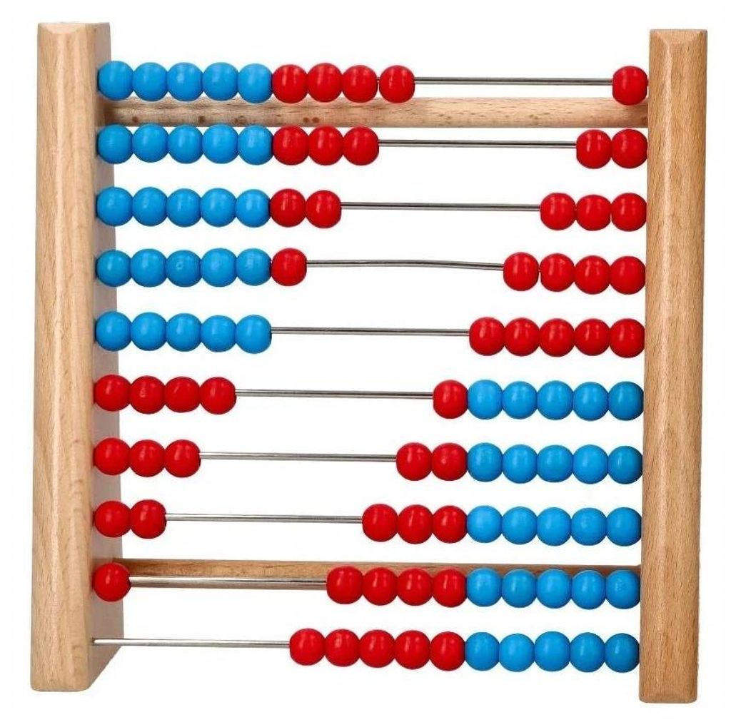 Holzrechenmaschine mit 100 Perlen, blau-rot – Goki 4+ Produktbild 