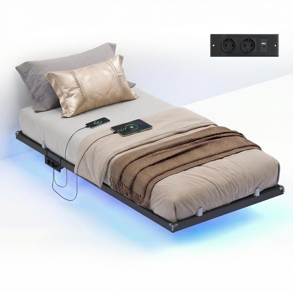 VASAGLE Bettgestell 90 x 200 cm mit LED-Beleuchtung, Produktbild 
