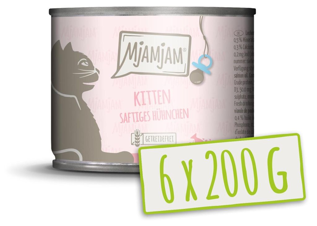 MjAMjAM - 6x200g dosen Huhn & Lachsöl Nassfutter für Kitten Produktbild 