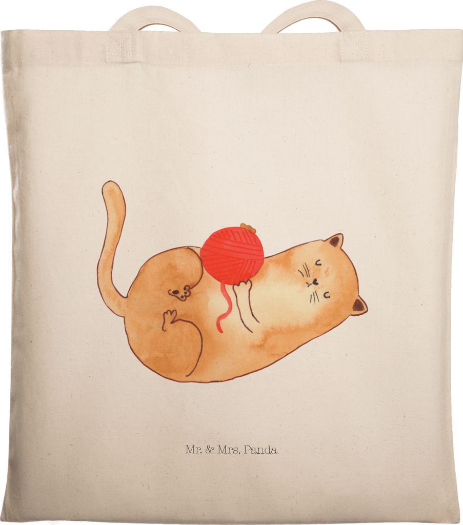 Mr. & Mrs. Panda Jutebeutel Katze Wolle - Transparent - Geschenk, Stoffbeutel, Laptoptasche, Schultasche, Katzen, Spielen, umhängebeutel, Cats, Pu...