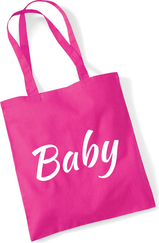 Huuraa Jutebeutel Baby Schriftzug 10 Liter Fuchsia Baumwolle Tasche Geschenkidee