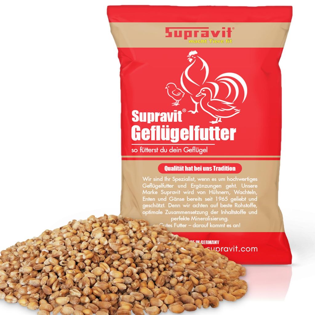 Supravit Weizen Futterweizen 25kg | Regionales Futtergetreide aus deutscher Landwirtschaft | Premium Einzelfuttermittel für Vögel, Nager & Geflügel
