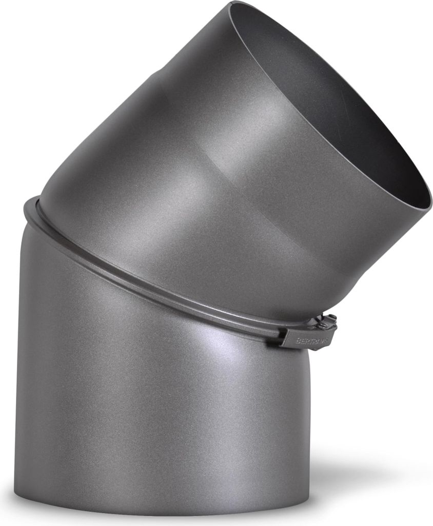 FIREFIX RD150/B45 Ofenrohrbogen I Ofenrohr 150mm aus Stahl für Kaminofen I Beschichtetes Kaminrohr, von 0-45 Grad verstellbar I Ohne Reinigungstür