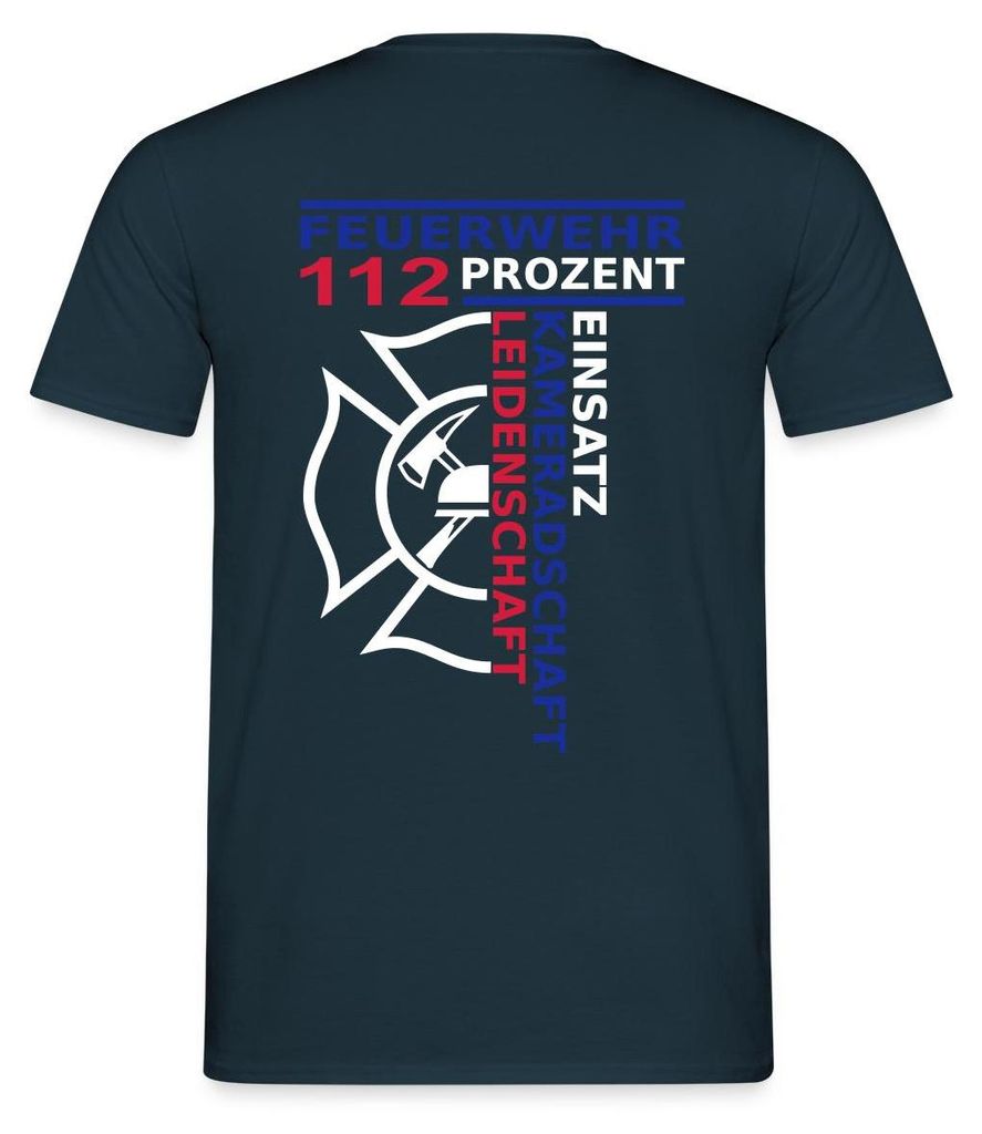 Spreadshirt Feuerwehr 112 Prozent Beruf Männer T-Shirt, XL, Navy