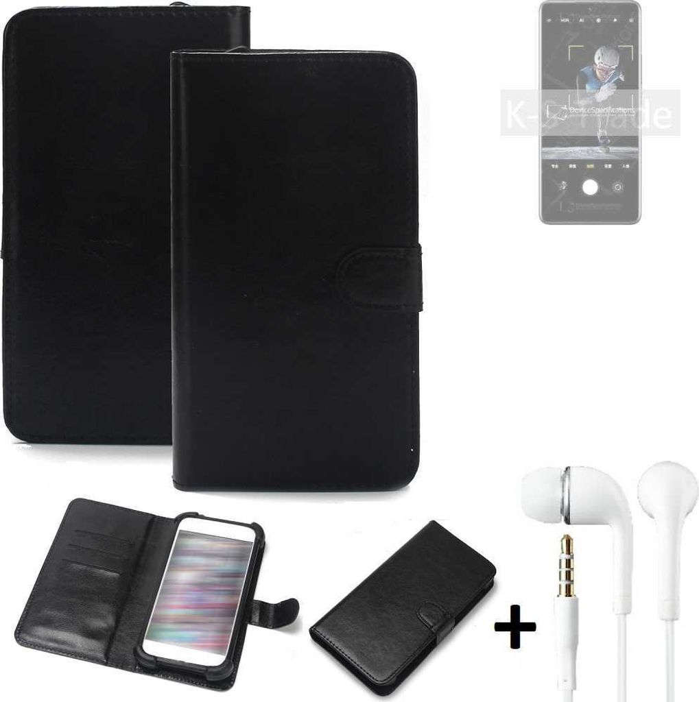 K-S-Trade Wallet Case Handyhülle kompatibel mit Xiaomi 12S Pro Schutzhülle Flip cover Flipstyle Tasche Hülle Flipcover Slim Bumper schwarz + in ear