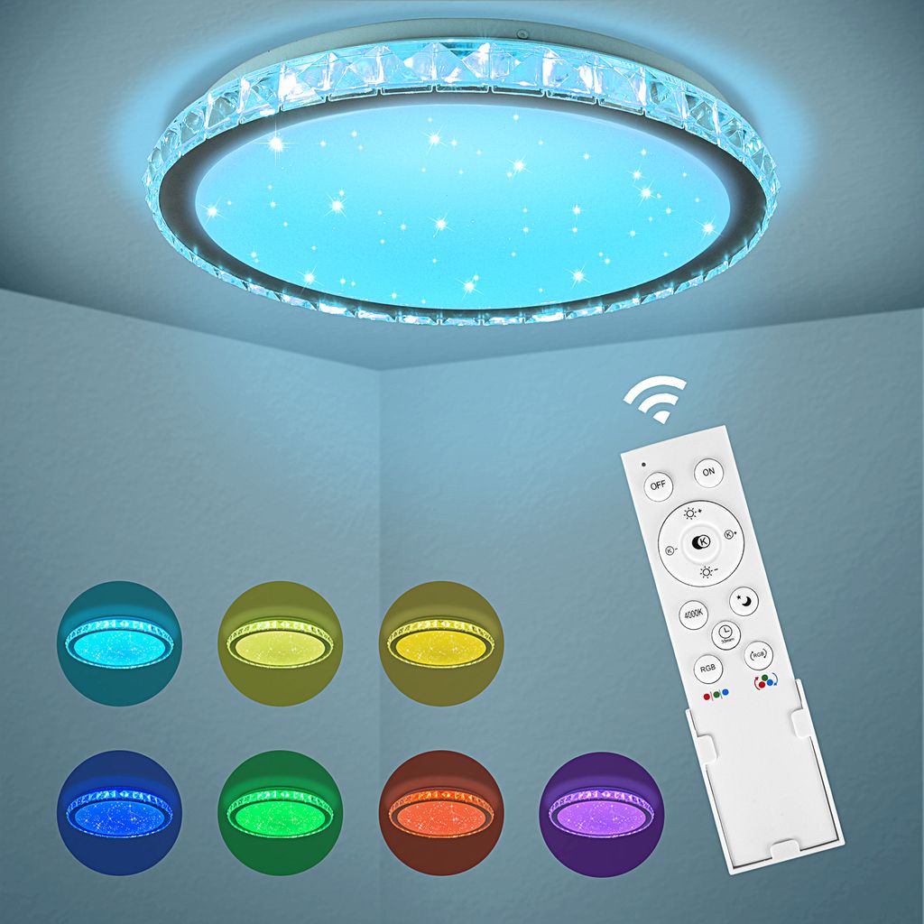36W LED Deckenleuchte Badleuchte Deckenlampe Wohnzimmer Dimmbar RGB Farbwechsel 