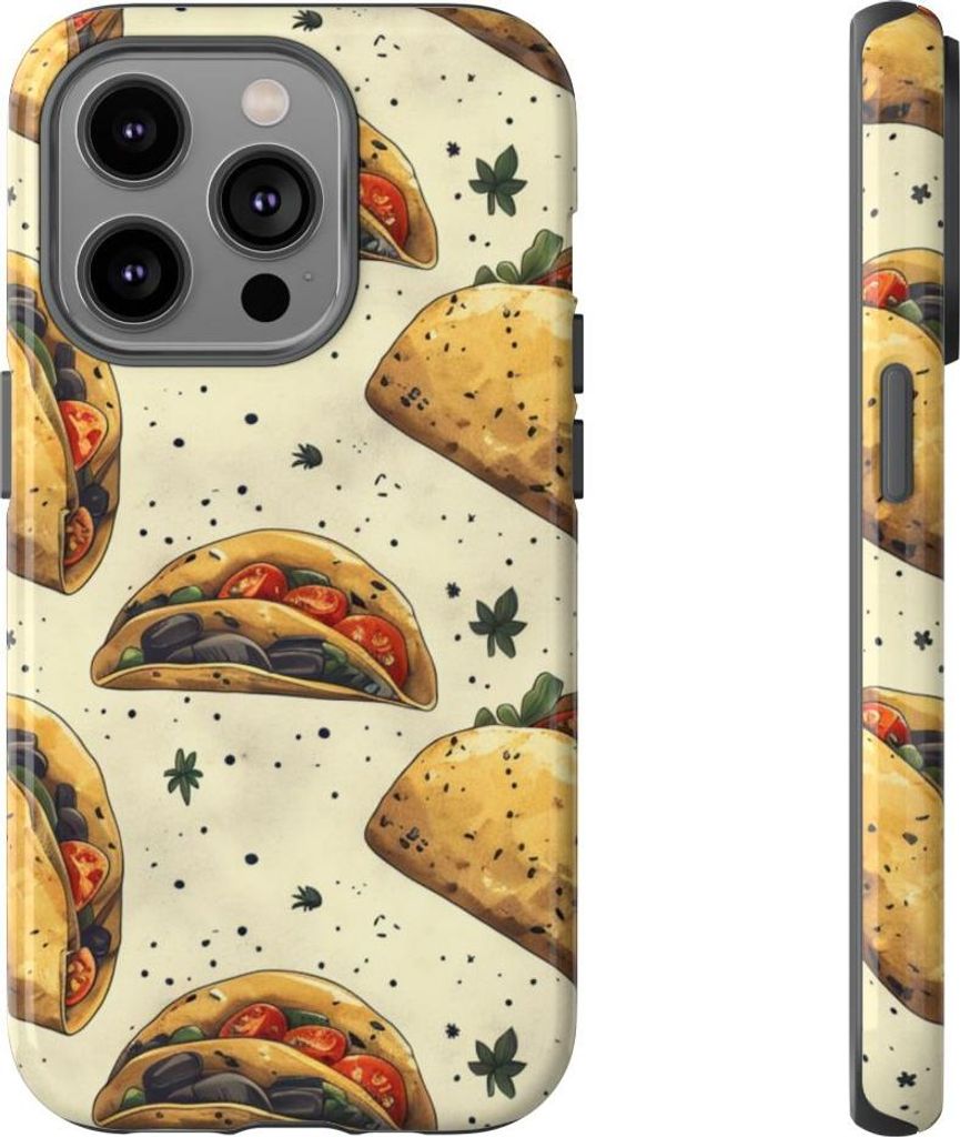 Lebhaftes Taco-Muster mit Kräutern – Hülle Kompatibel mit iPhone 14 Pro