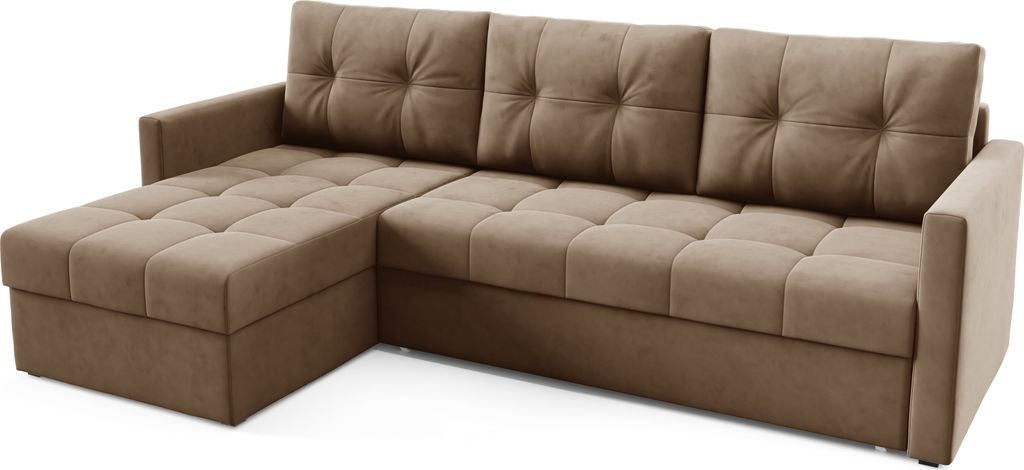 BETTSO Komfortable gesteppte OLIVIA braun universal Ecksofa für Wohnzimmer