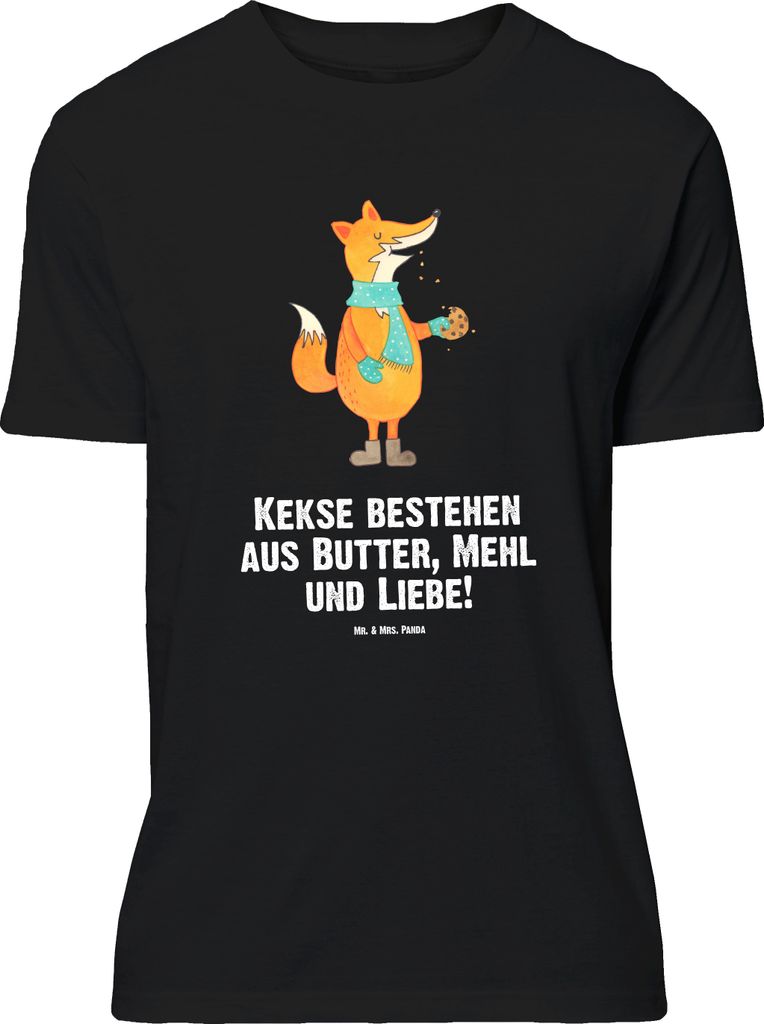 Mr. & Mrs. Panda Größe L T-Shirt Fuchs Keks - Schwarz - Geschenk, mit Spruch, Liebe, Shirt, Weihnachtlich, Weihnachten, Frieren, Plätzchen, Back...