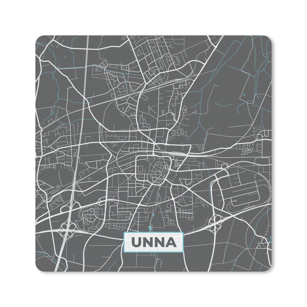 MuchoWow Mauspad Mousepad Stadtplan - Deutschland - Blau - Unna - Karte 20x20 cm - Mousepads - Maus Mat - Pad - Mausunterlage - Desk Mat - Bureau...