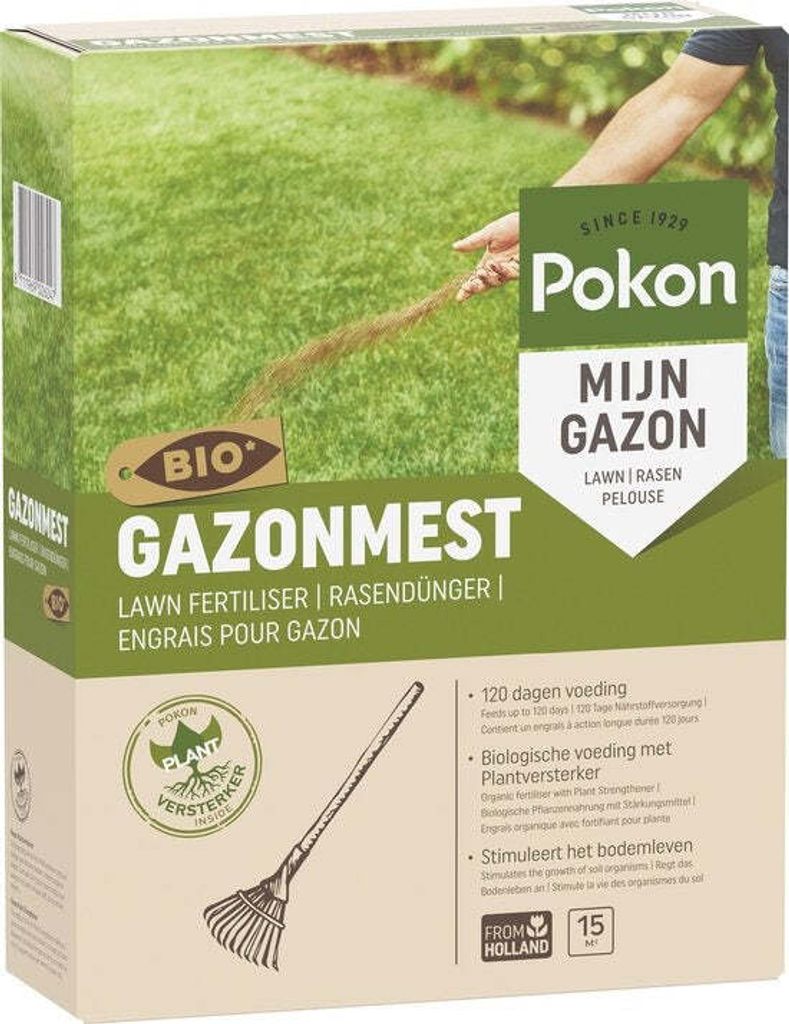 Pokon Pokon -Rasendünger - 1kg - Dünger - Geeignet für 15m² - 120 Tage biologische Ernährung