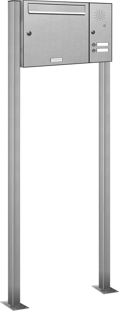 1er Standbriefkasten Anlage mit 2 Klingel und Sprechgitter in V2A Edelstahl -