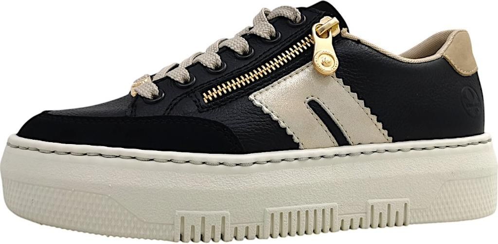 Rieker Damen Sneaker Plateau Slipper aus Leder mit Produktbild 