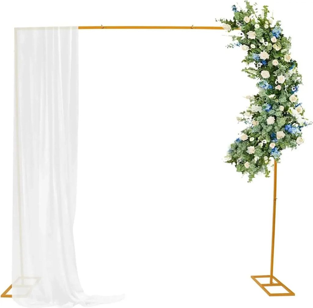 Traubogen & Hintergrundständer - Quadratischer Metallrahmen - Größe 2,4 x 2,4 m - Bodenstehend - Traglast 5 kg - Gold