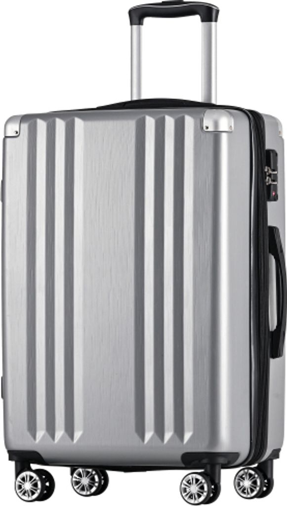 AIORBER Koffer, 4 Rollen, Spinner-Räder, Multilock-Teleskopstange, gebürstetes Finish, TSA-Zollschloss, ABS-Material, 66,5x45,5x28 cm, Grau
