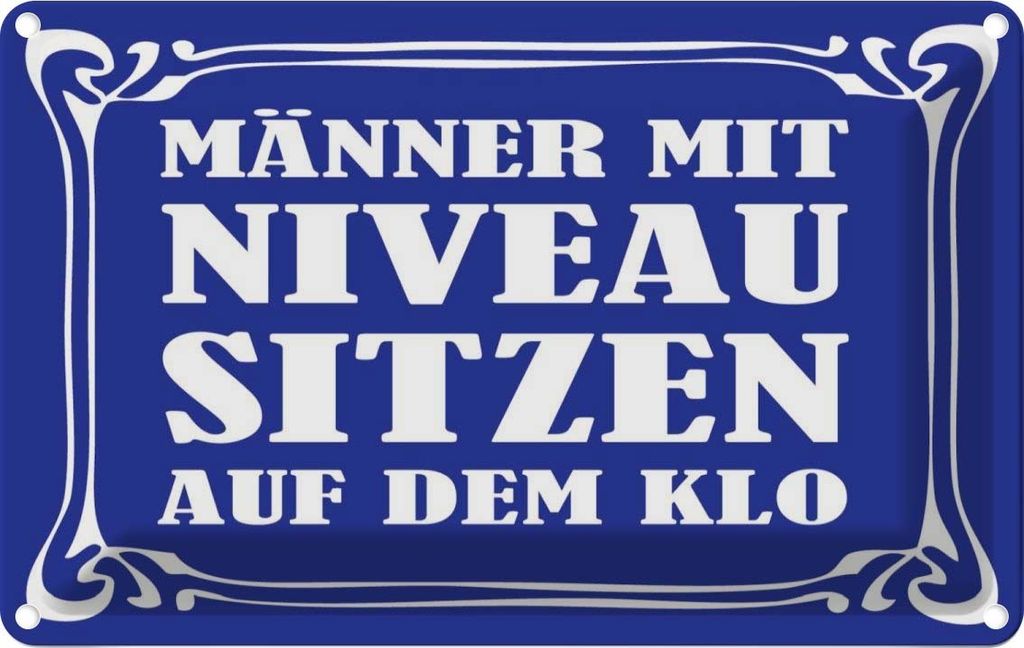 vianmo Blechschild 12x18 cm Männer mit Niveau sitzen auf Klo Spruch Zitat